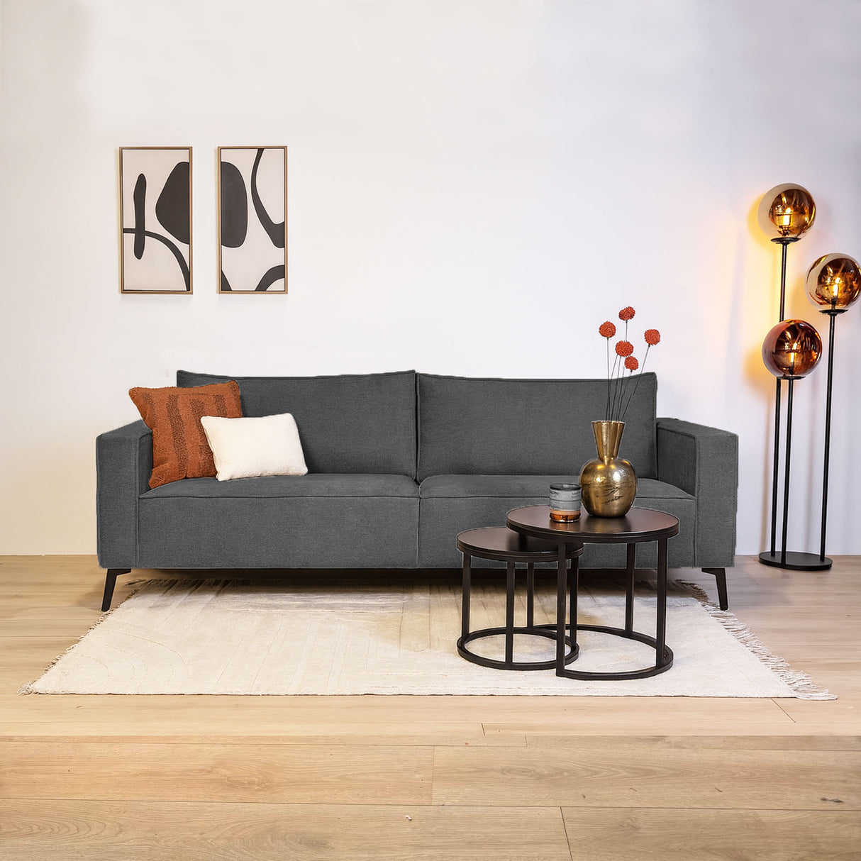 3-personers løs tyk rygpuder antracit chenille Yara