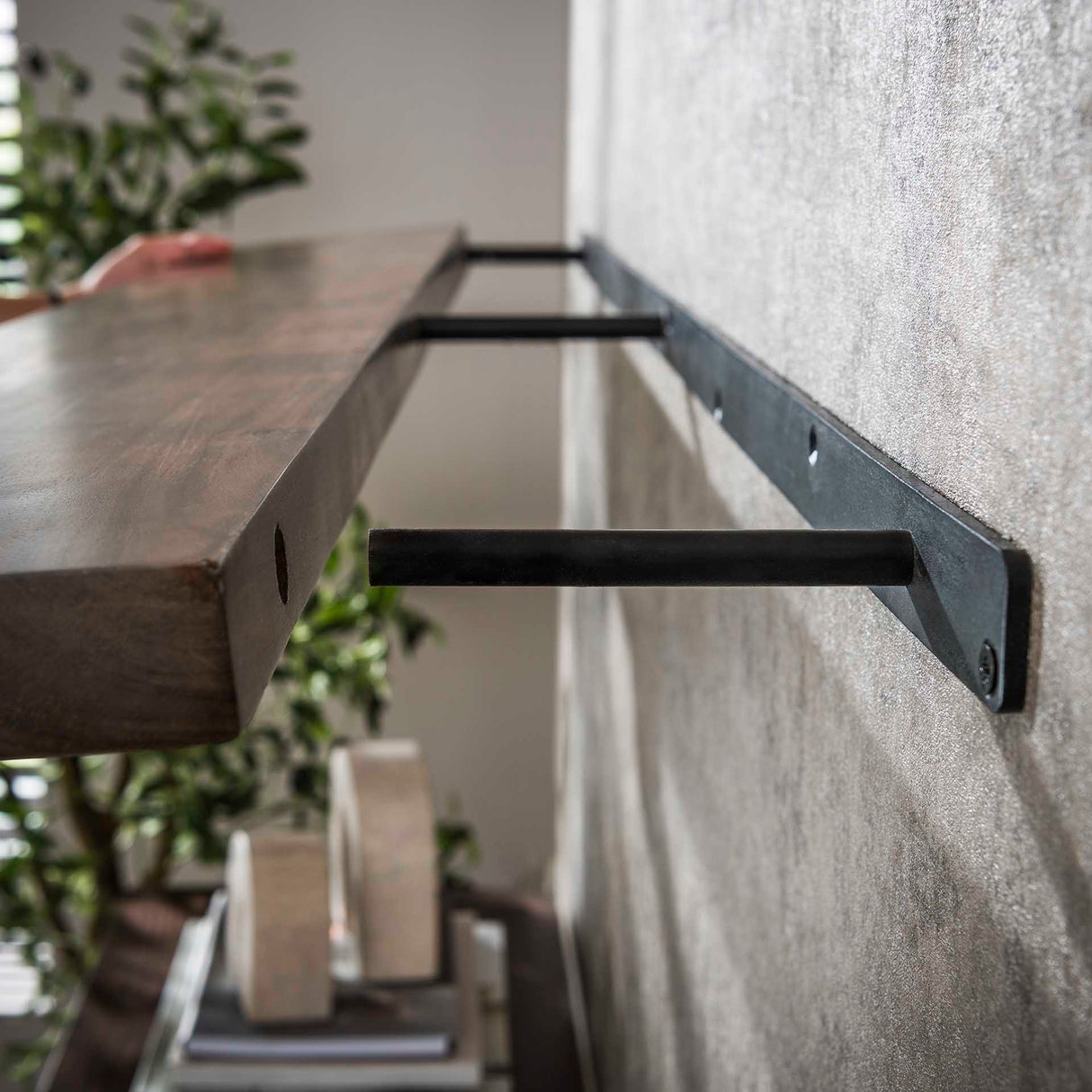 Vægmonteret hylde Loft Akacie 120 cm - Drift Brown