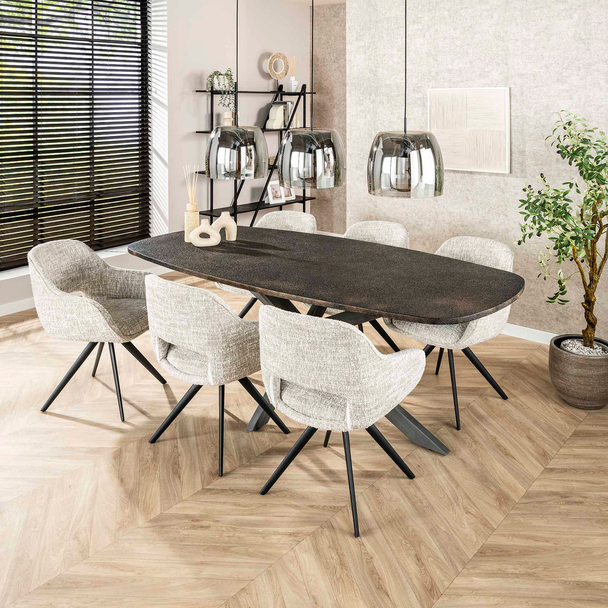 Spisebord Jax Dansk Oval 215 cm - Grå Metallic