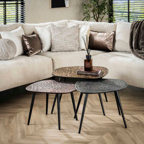 Marlo sofabord sæt 3 Kvadrat kobber patina