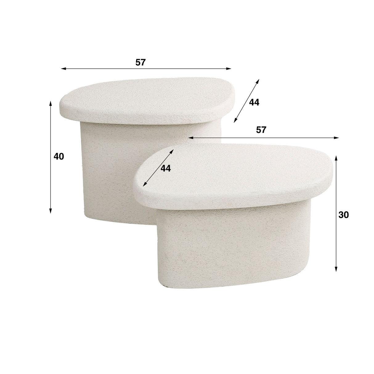 Organisk Marmor Komposit Sofabord Sæt af 2 Zaya