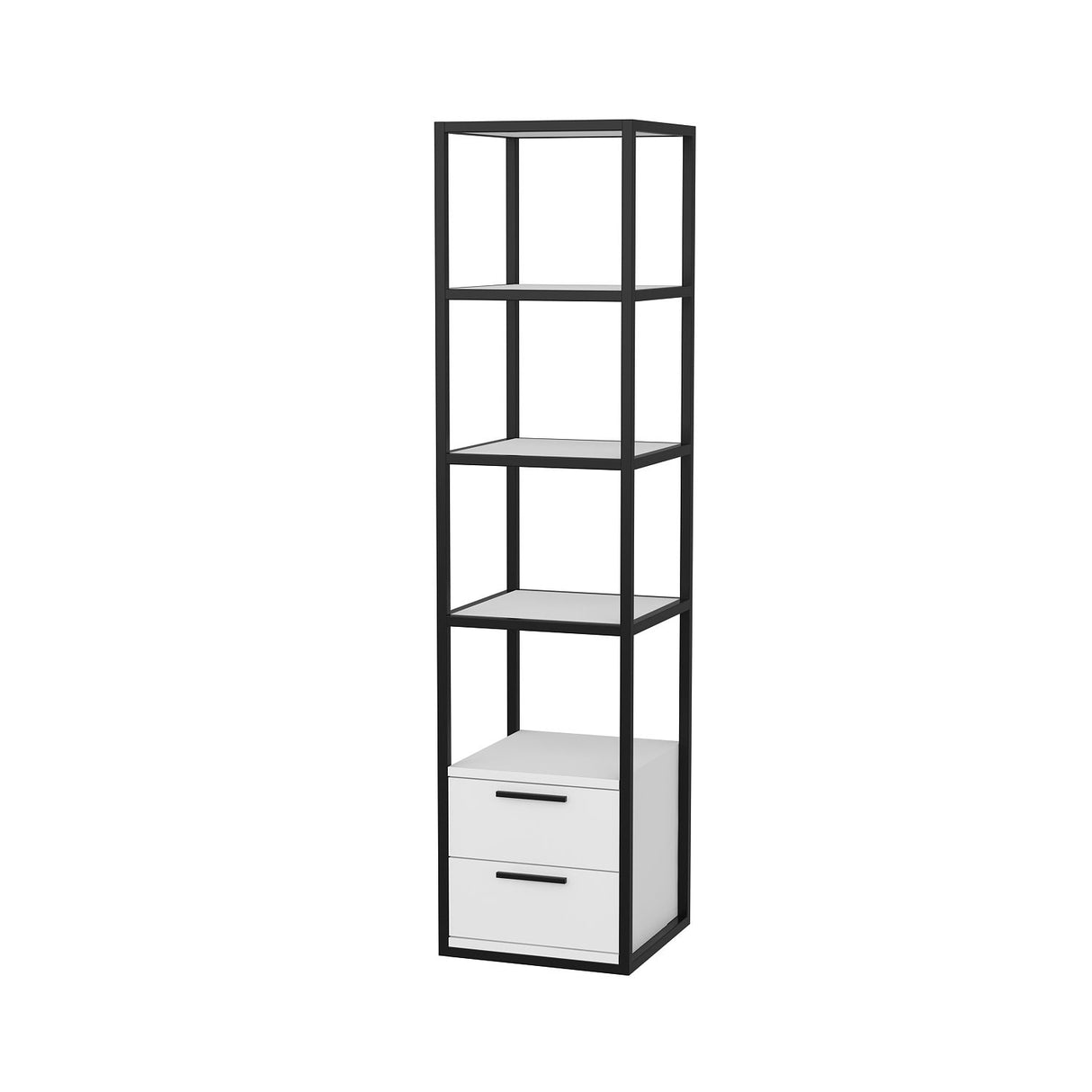 Boekenkasten - Boekenkast Robbins Black Zwart Wit Melamine 39x160x39 cm - Dimehouse