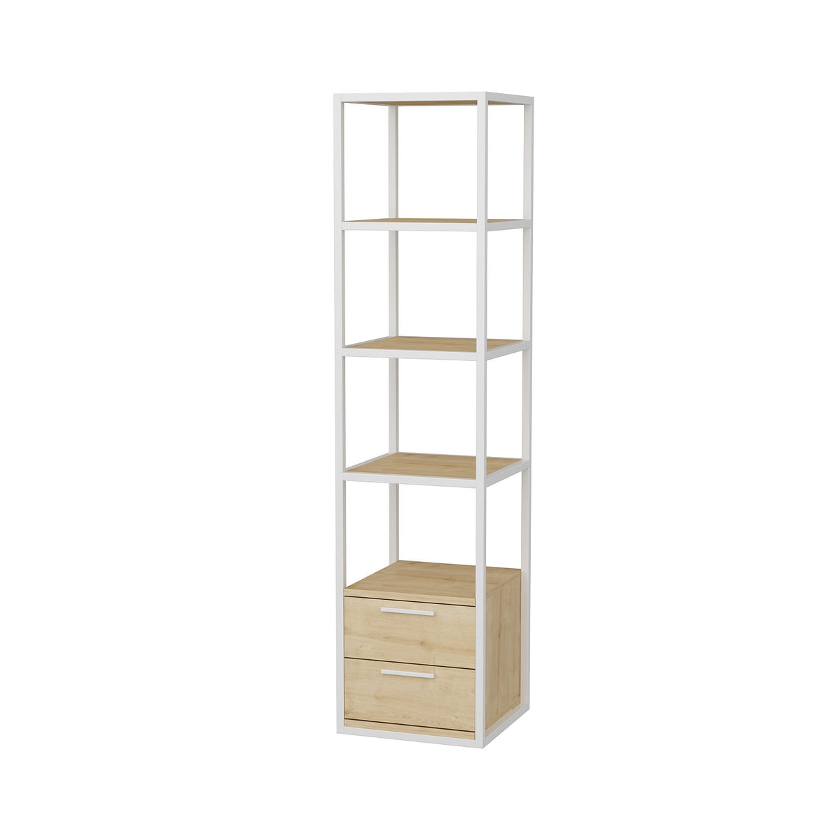 Boekenkasten - Boekenkast Robbins White Wit Eik Melamine 39x160x39 cm - Dimehouse