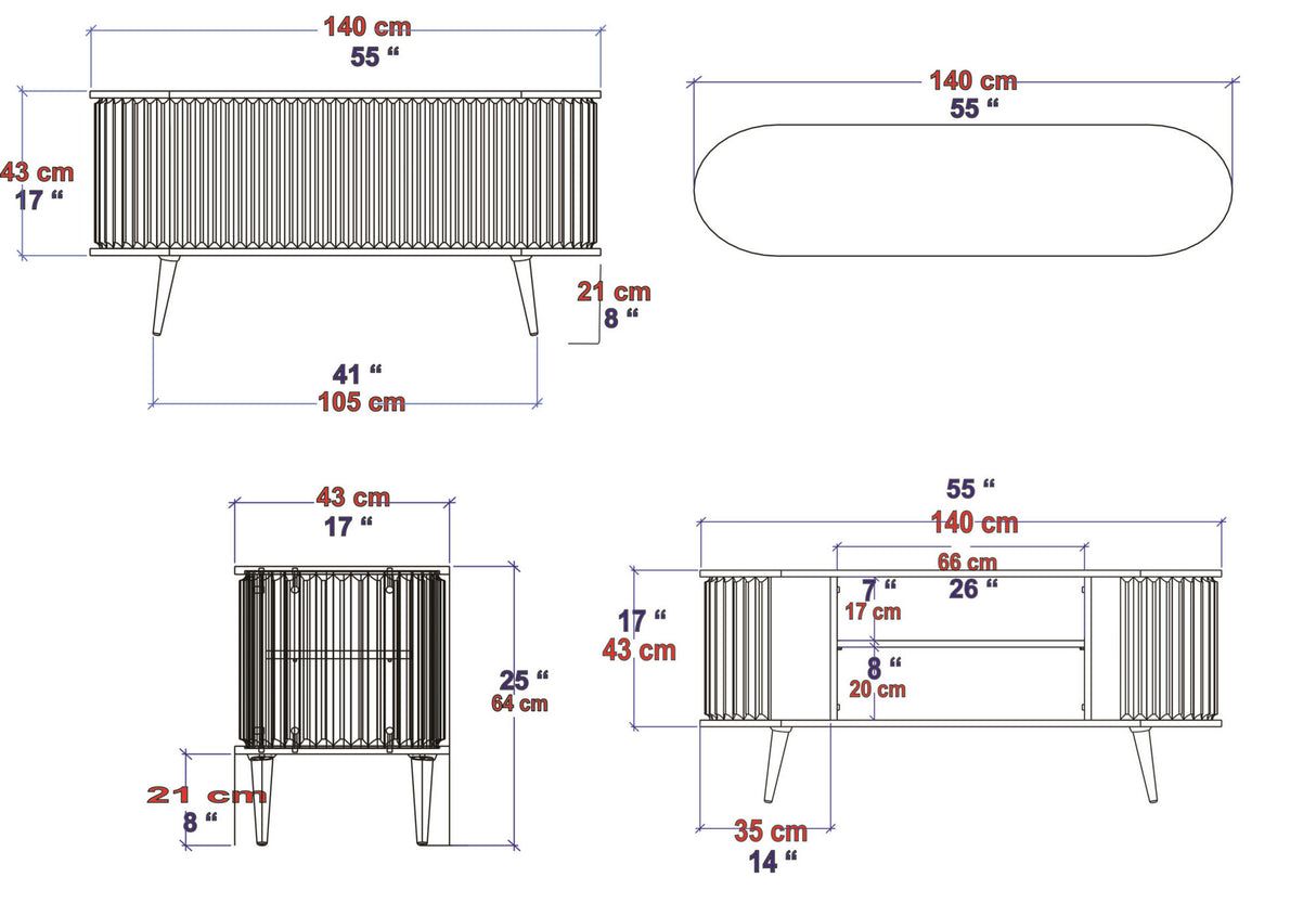 TV Meubels - TV Meubel Stor Eik Wit Melamine 140x64x43 cm - Dimehouse