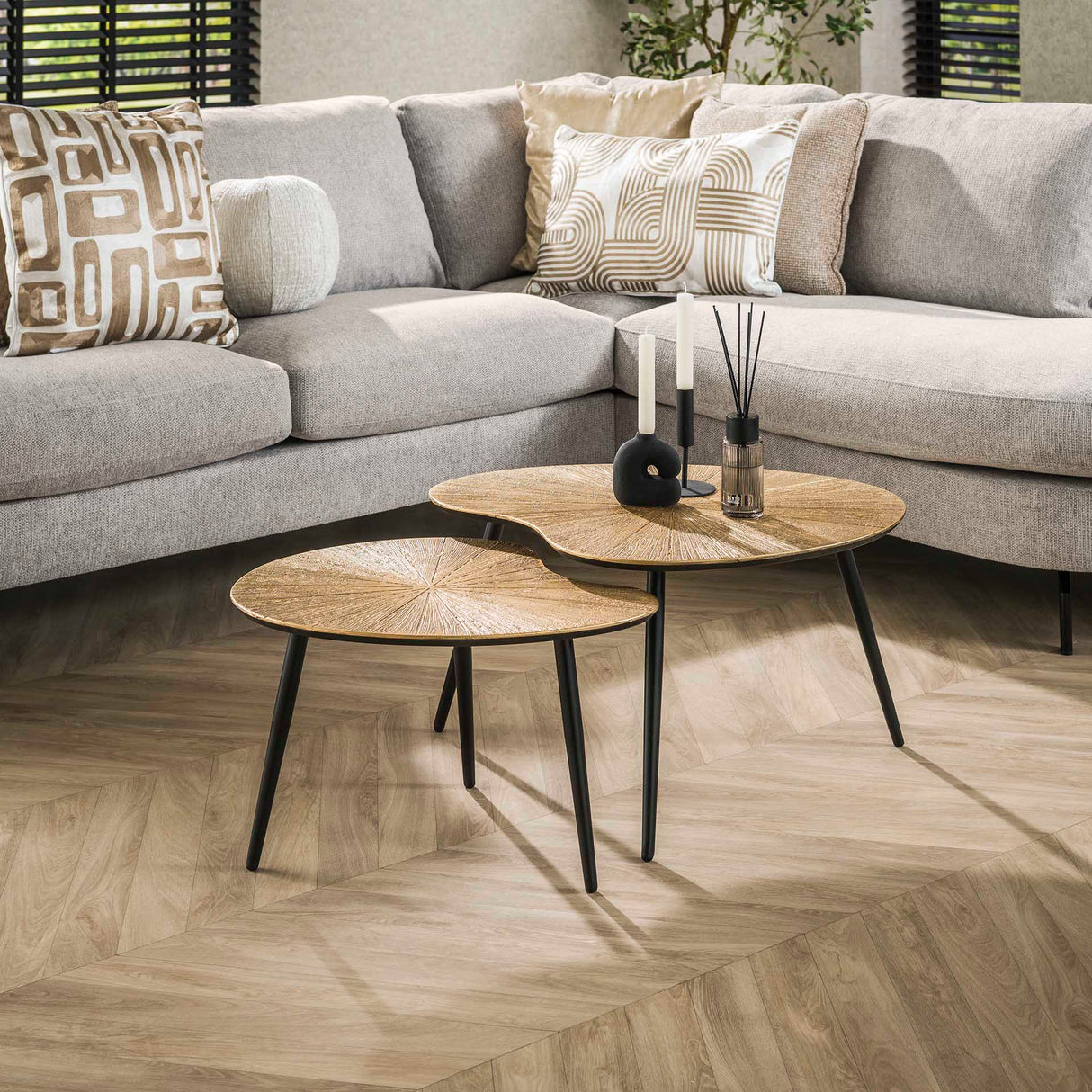 Stuebordssæt Nier – Metal Antik Guld (2-delt)