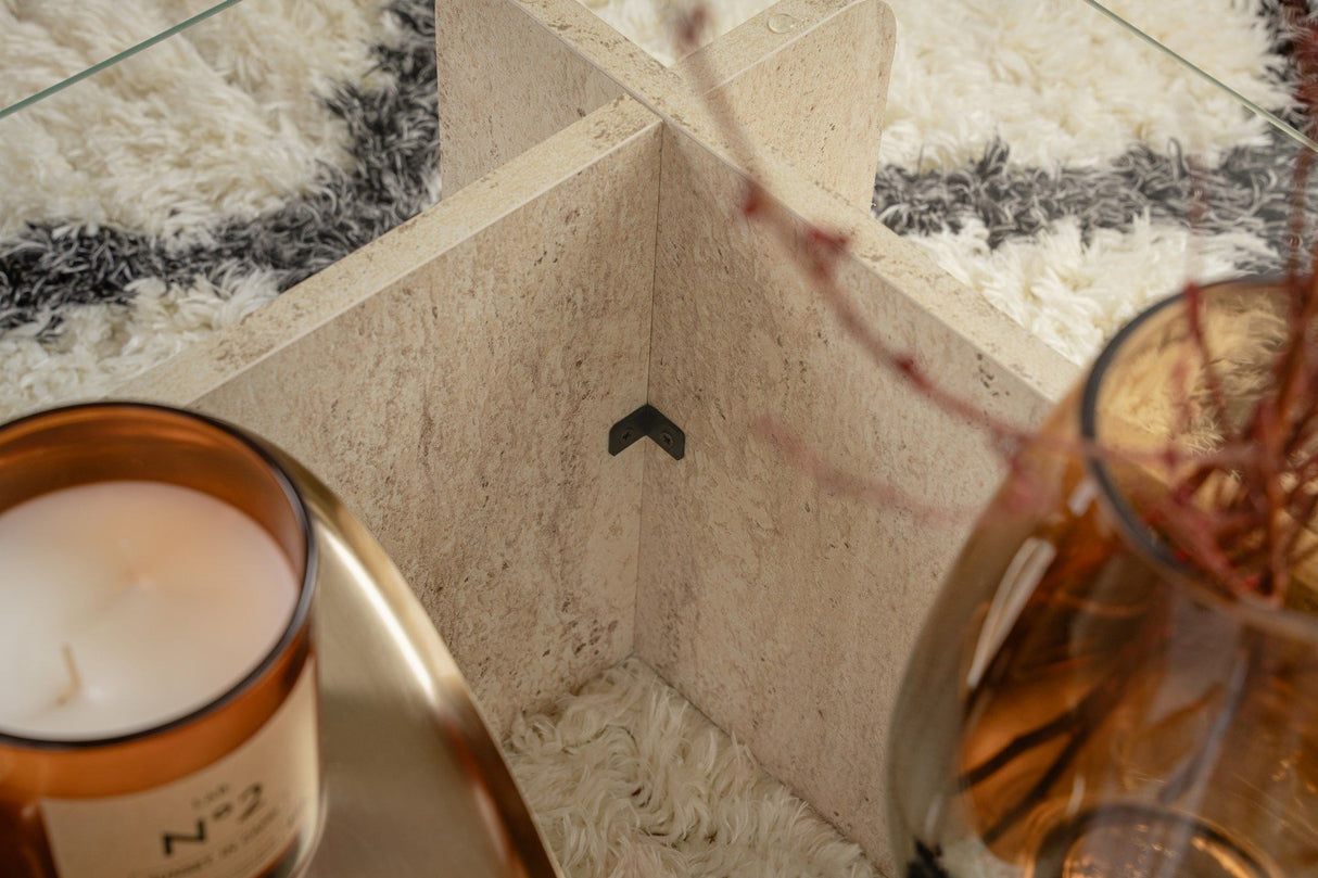 Sofabord Glas Marmorlook Opal 105x65 cm