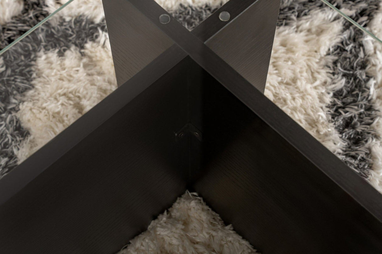 Sofabord Sort Træ Melamin Glas Opal 105x65x30 cm