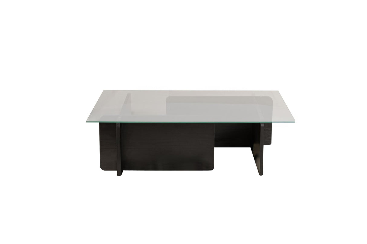 Salontafels - Salontafel Zwart Hout Melamine Glas Opal 105x65x30 cm - Dimehouse