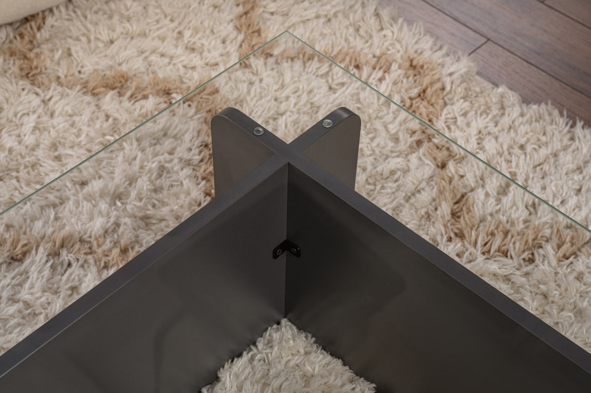 Sofabord Glas Antracit Opal 105x65 cm