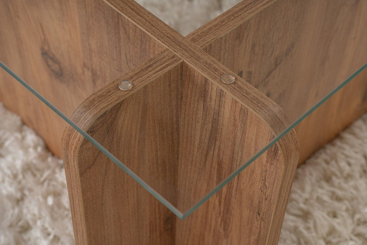 Sofabord Atlantisk Fyrretræ Melamin Glas Opal 105x65x30 cm