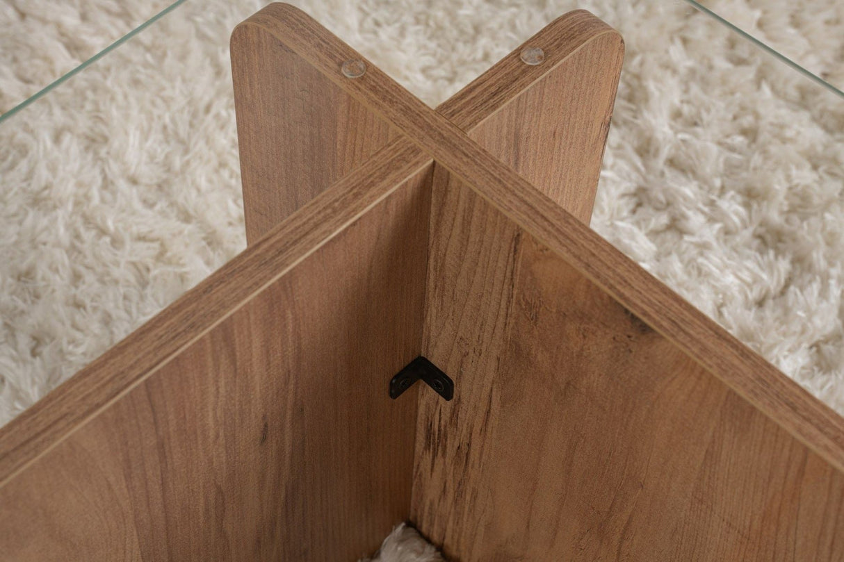 Sofabord Atlantisk Fyrretræ Melamin Glas Opal 105x65x30 cm