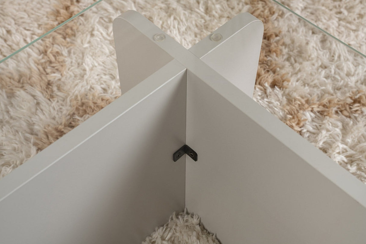 Sofabord Grå Melamin Glas Opal 105x65x30 cm