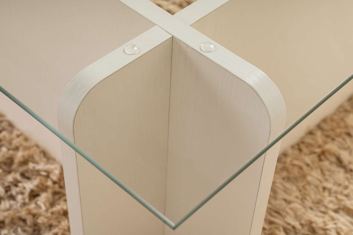 Sofabord Hvid Melamin Glas Opal 105x65x30 cm