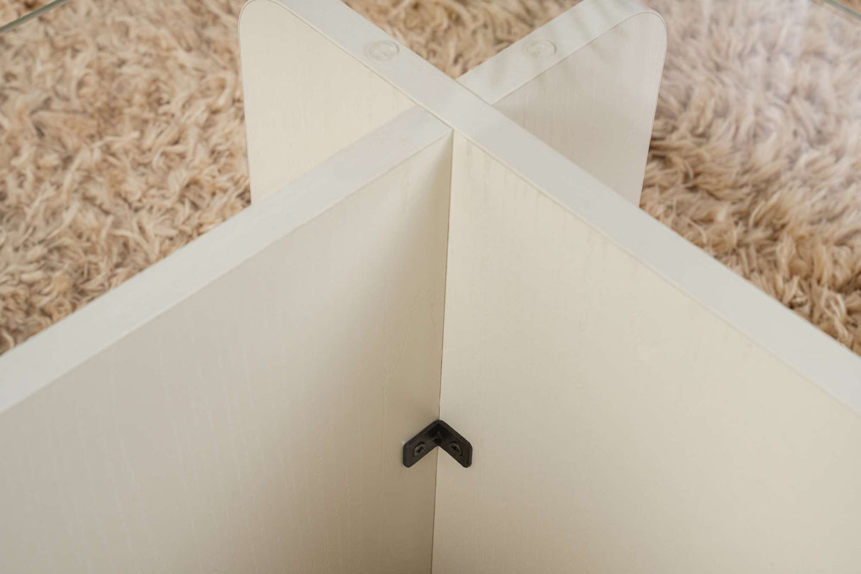 Sofabord Hvid Melamin Glas Opal 105x65x30 cm