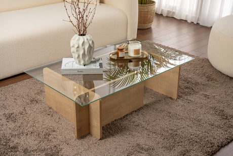 Sofabord Natur Glas Opal 105x65x30 cm