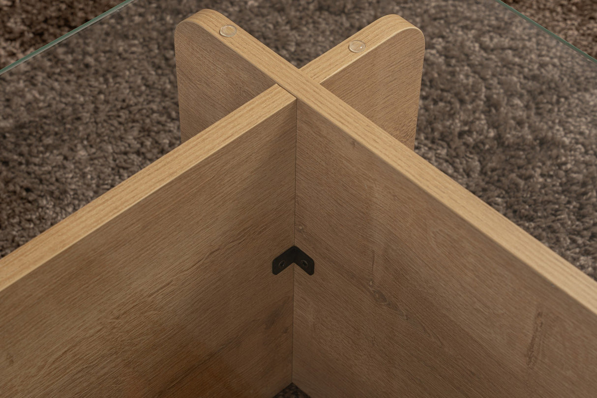 Sofabord Natur Glas Opal 105x65x30 cm