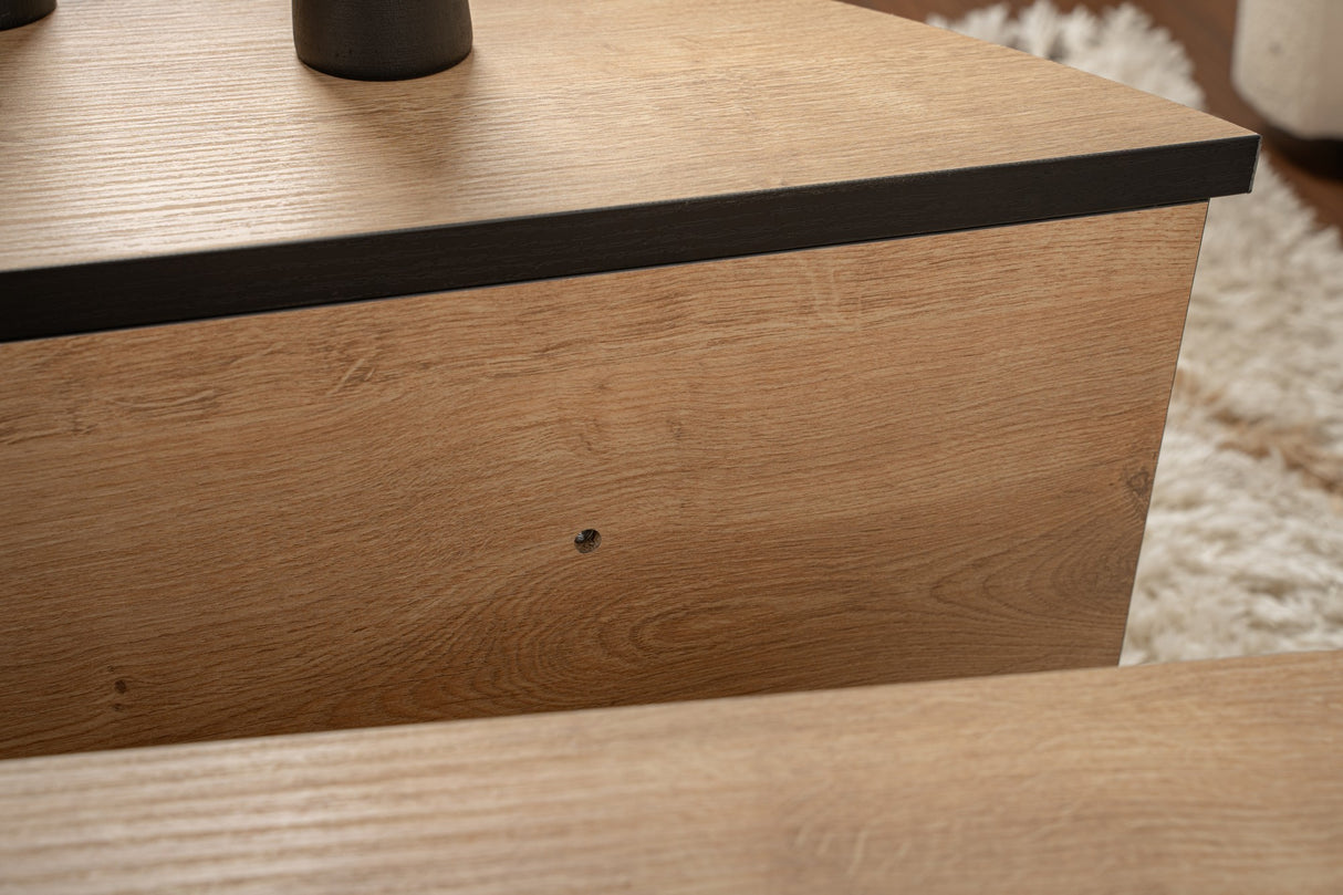 Salontafels - Salontafel Rond 85 cm Naturel Eikenlook Melamine Orin - Dimehouse