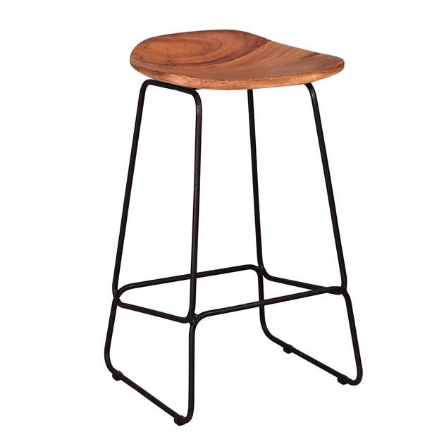 Barkrukken - Industriële Barkruk Acaciahout Elly - Zithoogte 71 cm - Zonder Rugleuning - Dimehouse