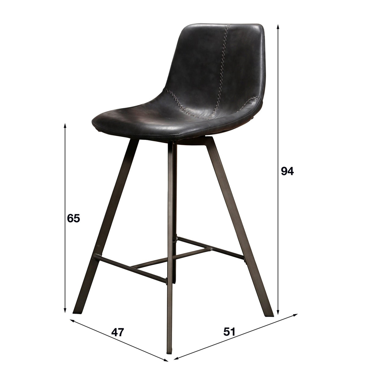 Sæt med 4 barkrakker Siena Saddle PU sort