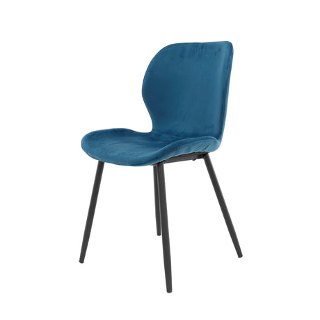 Elegant spisestol Argo Velvet Blå - Uden armlæn