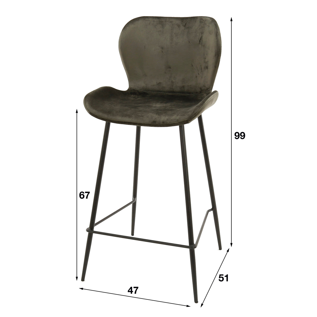Sæt med 4 barkrakker Argo Velours Antracit