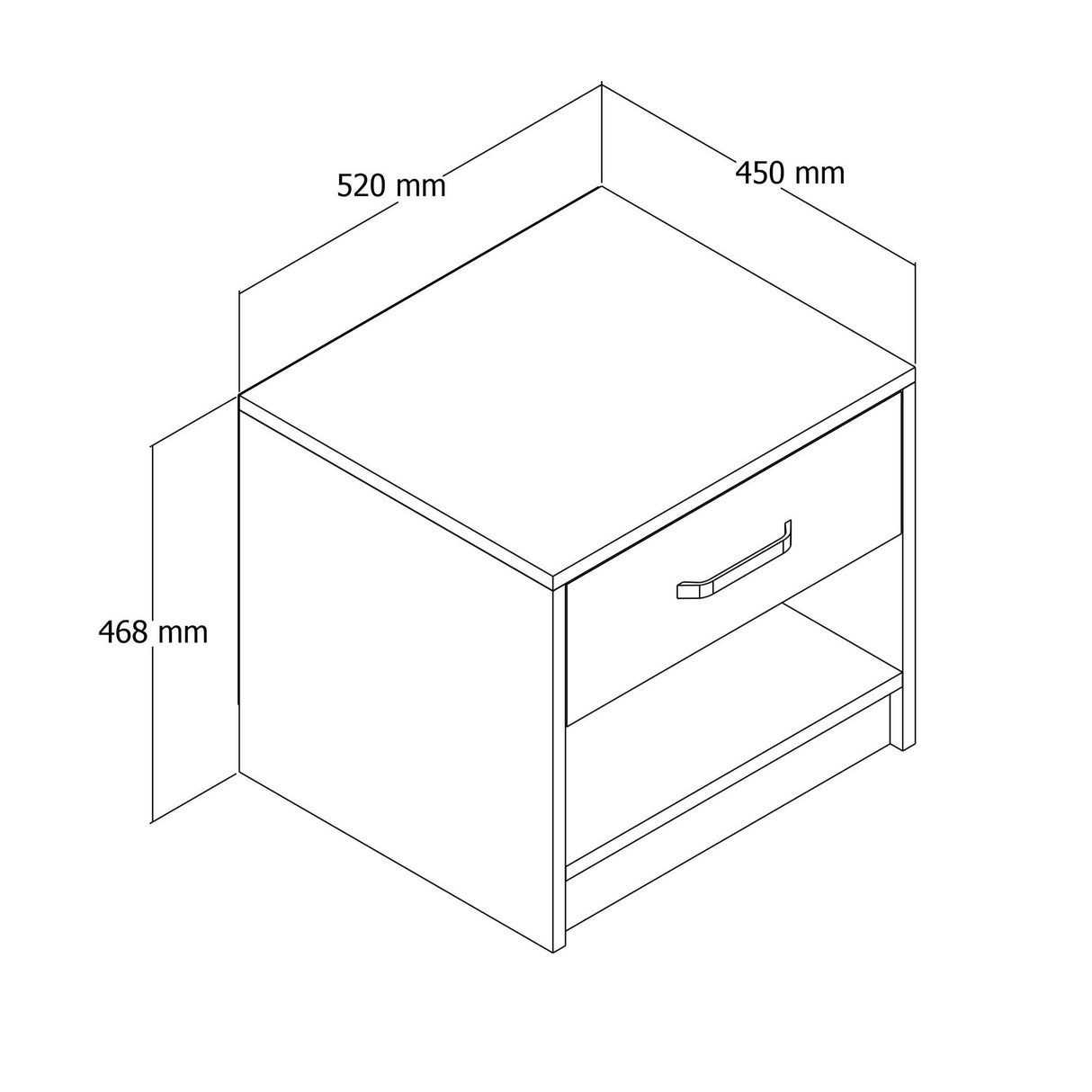 Nachtkastjes - Nachtkastje Grande Eik Melamine 52x46,8x45 cm - Dimehouse