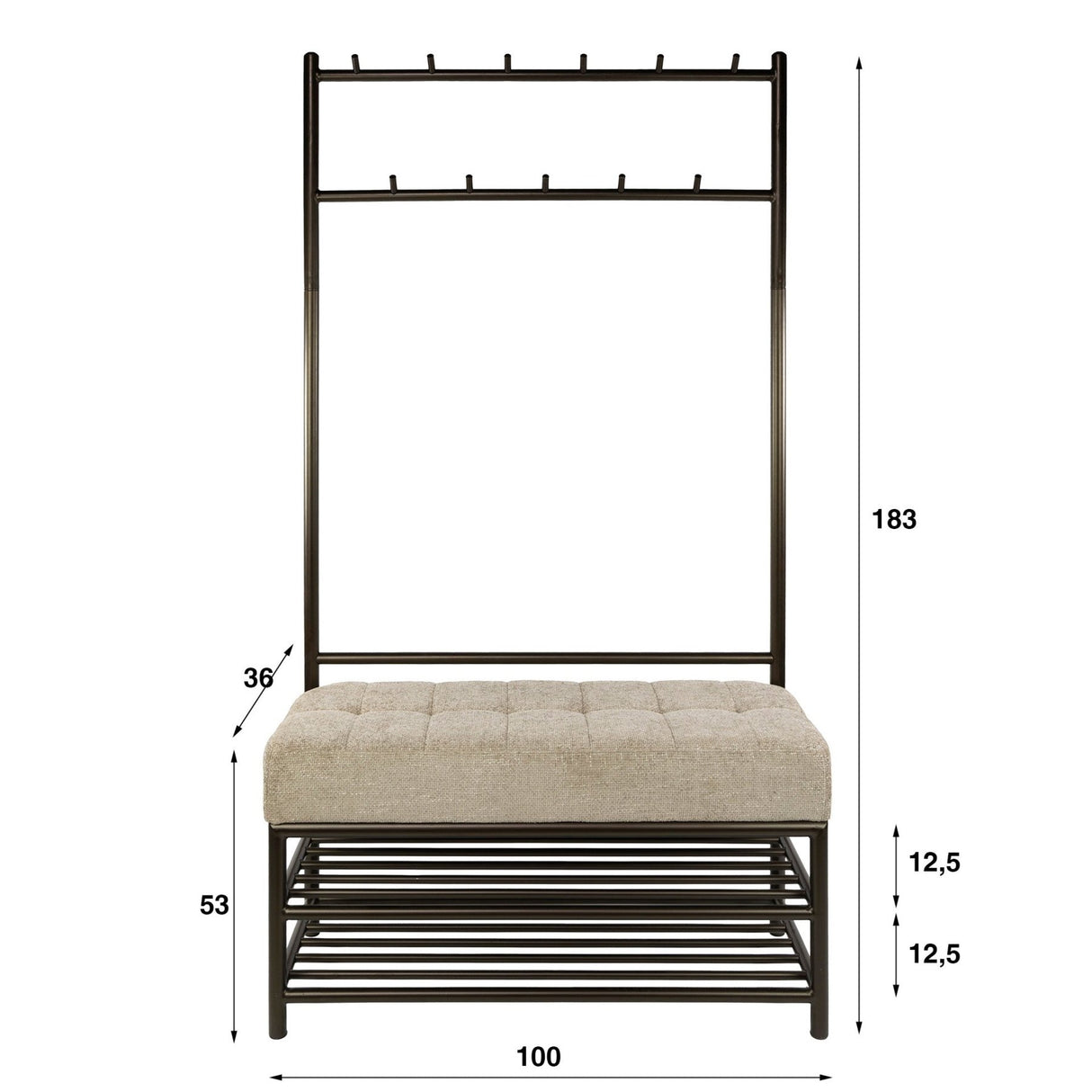 Bancroft Garderobebank Drift brun 100x39x183 cm