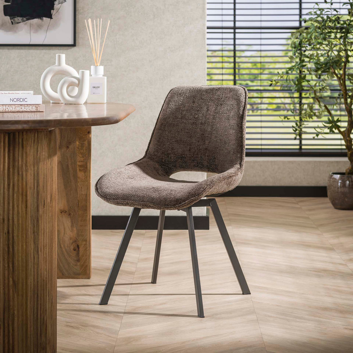 Sæt med 4 spisestuestole Riviera Rich Taupe drejelig