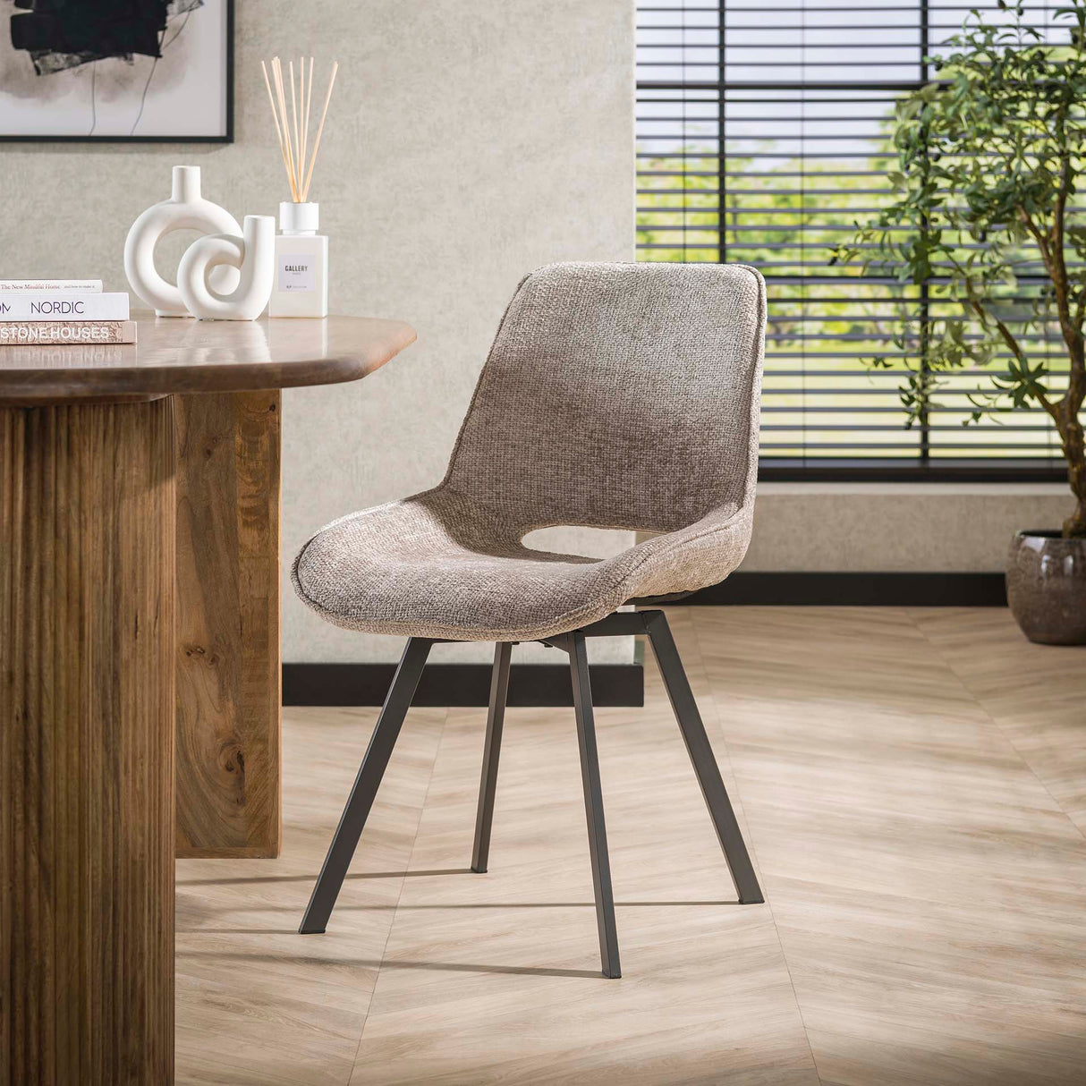 Moderne spisebordsstol Riviera Rich Sand Drejelig uden armlæn