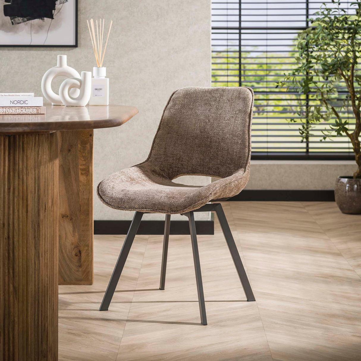 Moderne spisestol Riviera Rich Champagne Drejelig uden armlæn