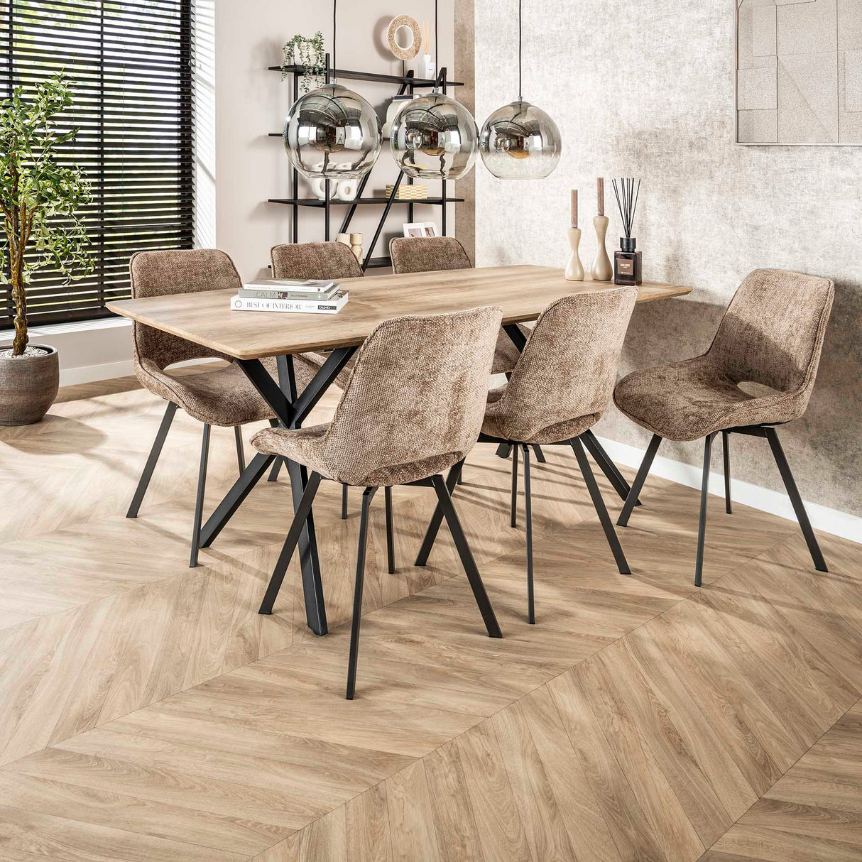 Moderne spisestol Riviera Rich Champagne Drejelig uden armlæn