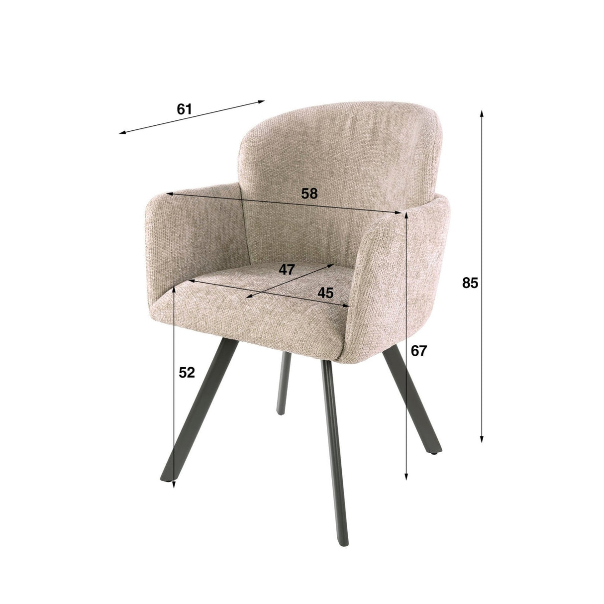 Sæt med 2 spisestuestole Luma Hoven rich sand