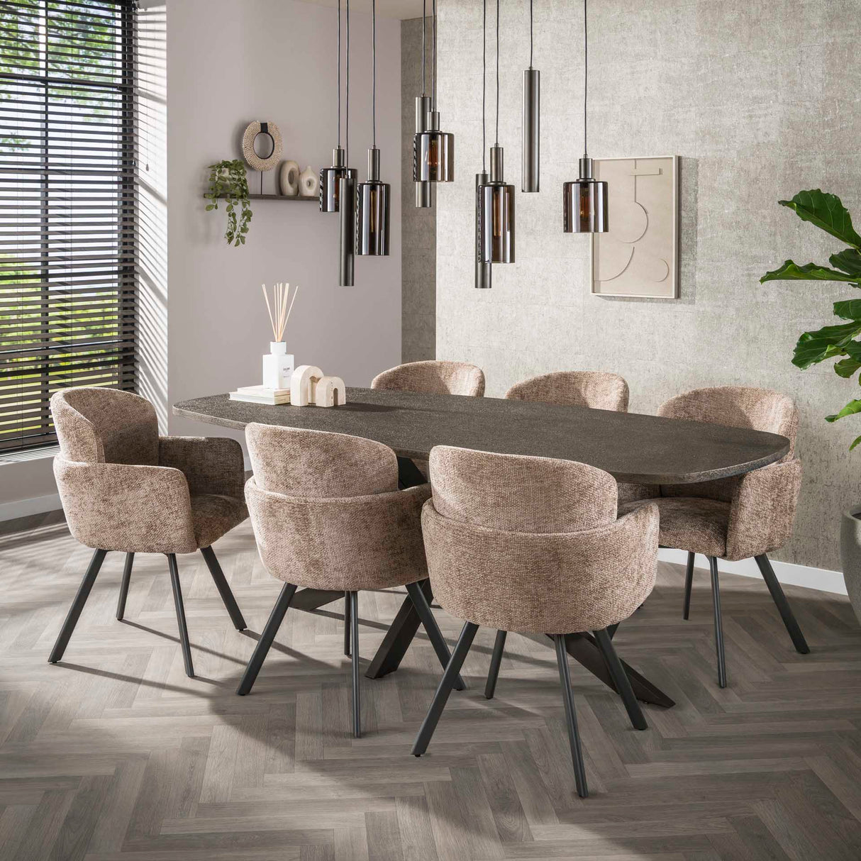 Sæt med 2 spisebordsstole Linea Hoven Rich Champagne