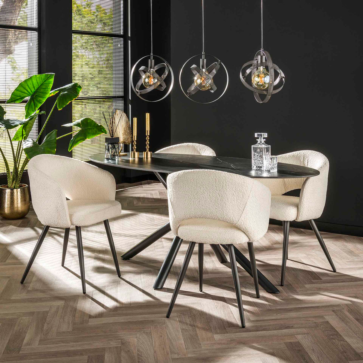 Moderne spisestuestol hvid Cargo Bouclé stof