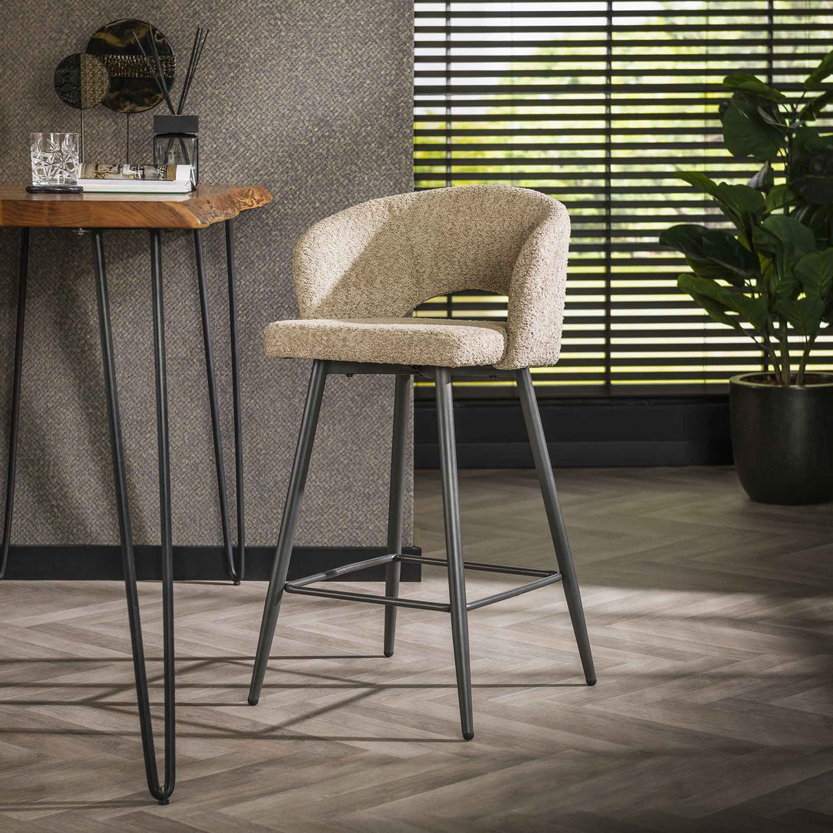 Sæt med 2 barkrakker Alba bouclé Sand