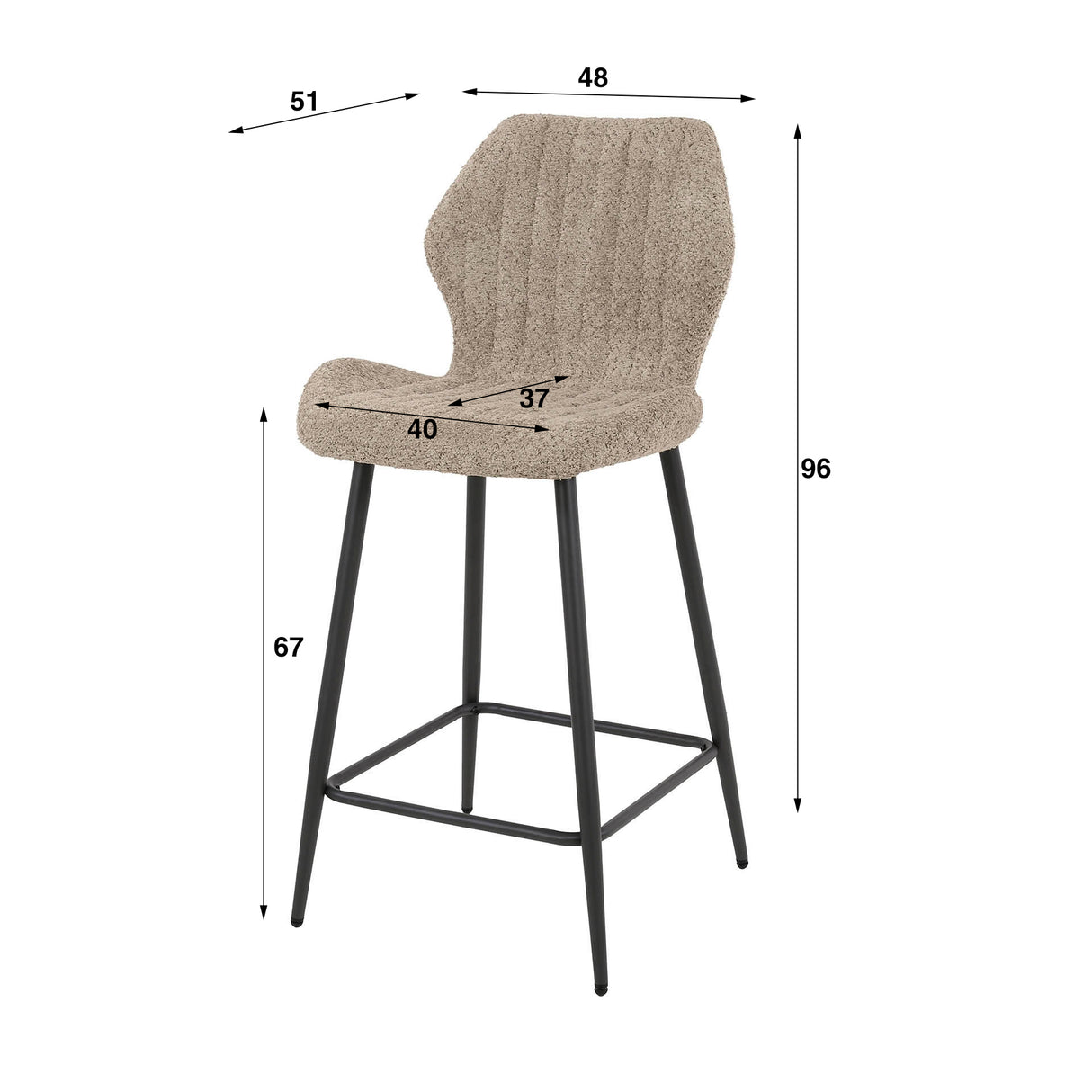 Sæt med 2 barkrakker Mira Bouclé Sand