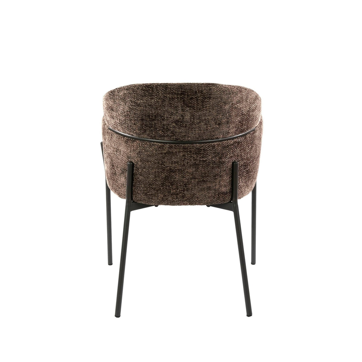 Eetkamerstoelen - Eetkamerstoel Chenille Bruin met ronde rug en arm - Lola - Dimehouse