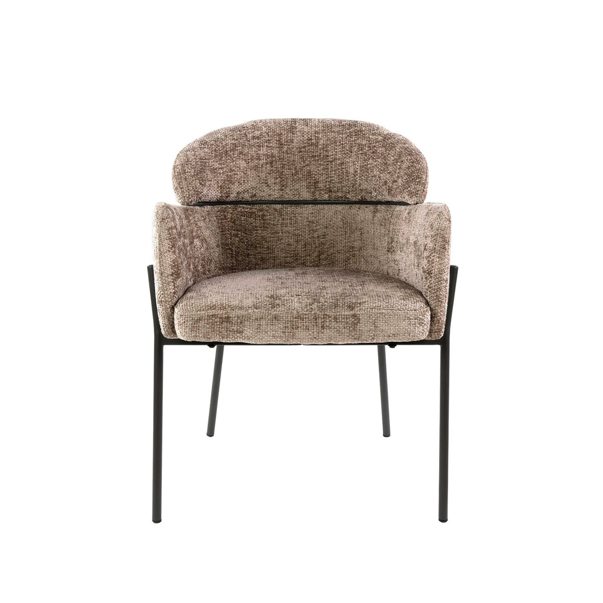 Spisebordsstol Lola Bouclé stof Champagne med rund ryg og armlæn