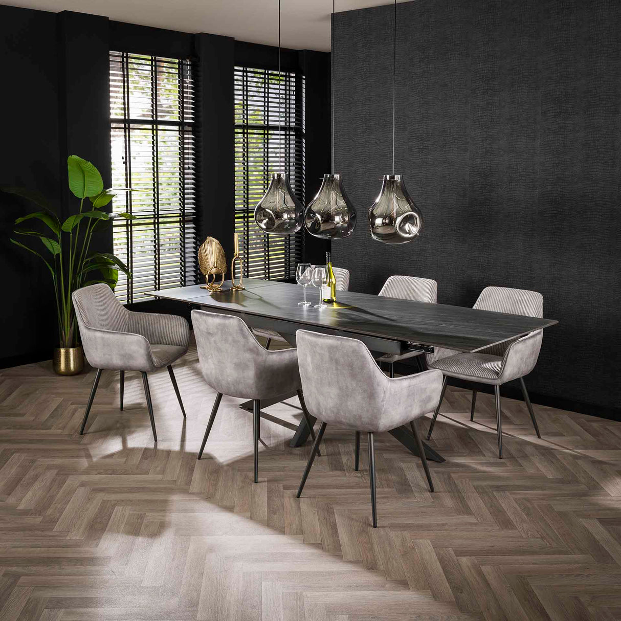 Spisebordsstol Rivo Rib Rock Sølv Ribstof Sæde