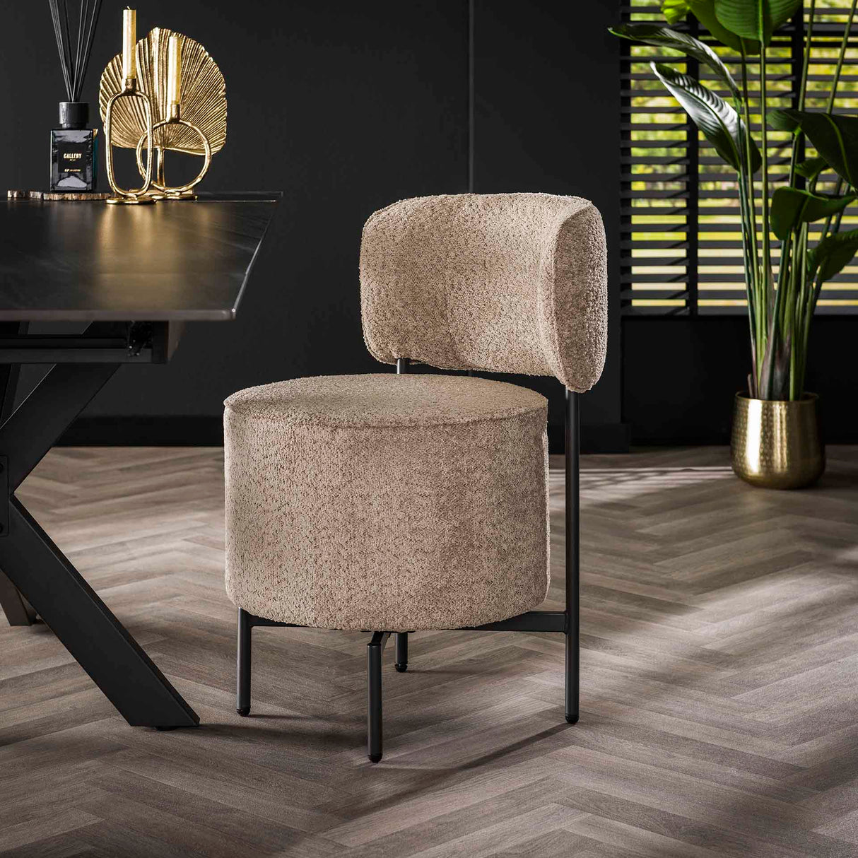 Spisebordsstol Dante Bouclé Sand Drejelig - Uden Armlæn