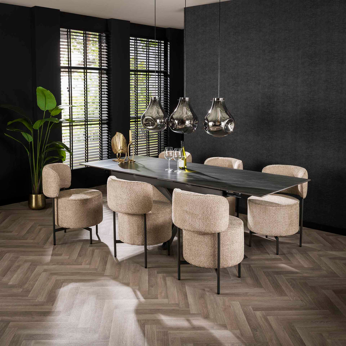 Spisebordsstol Dante Bouclé Sand Drejelig - Uden Armlæn