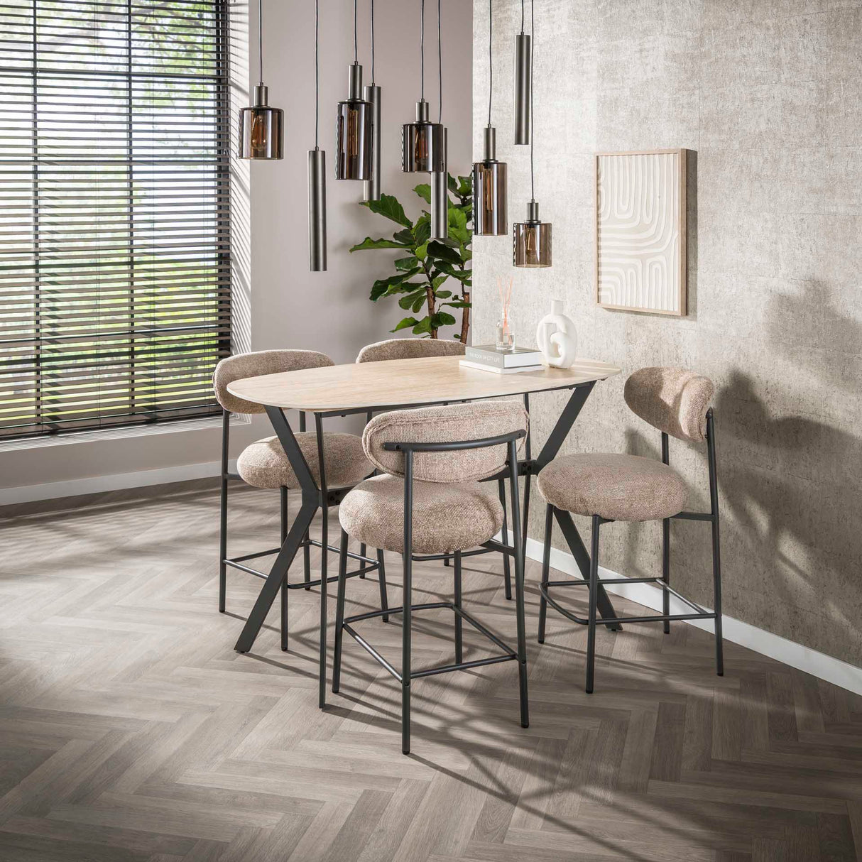 Barstol Round Duo Cargo sand stof - sæt af 2