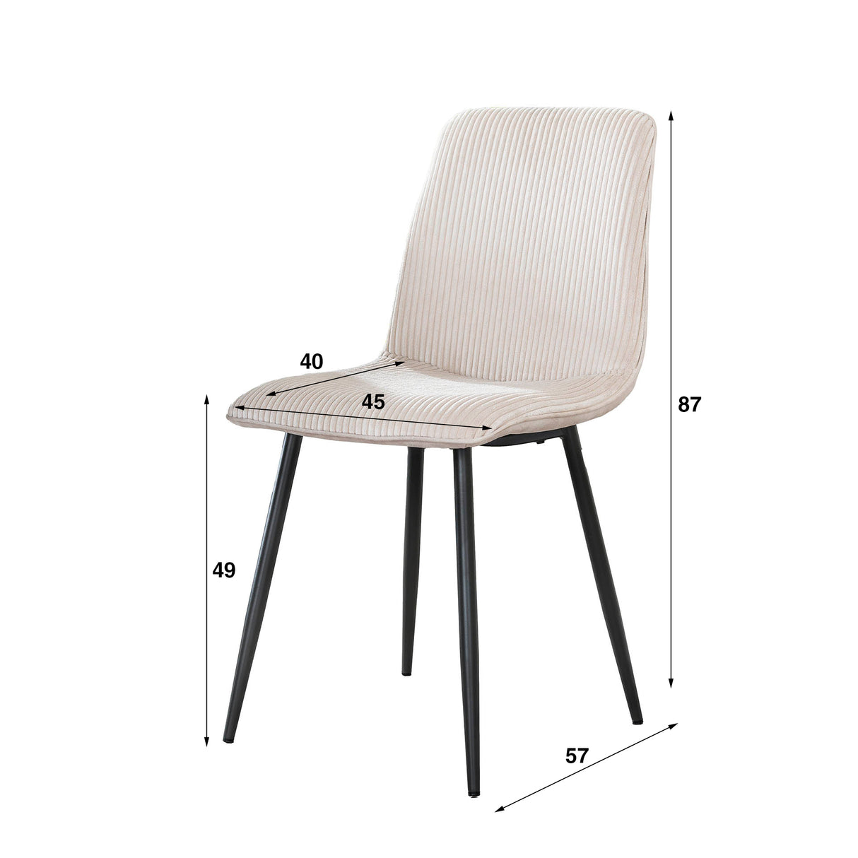 Sæt med 4 spisestuestole Lento Rib Rock ivory