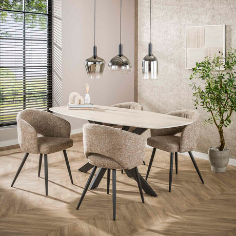 Aureo Ovalt Bord 180 cm Travertin Keramik