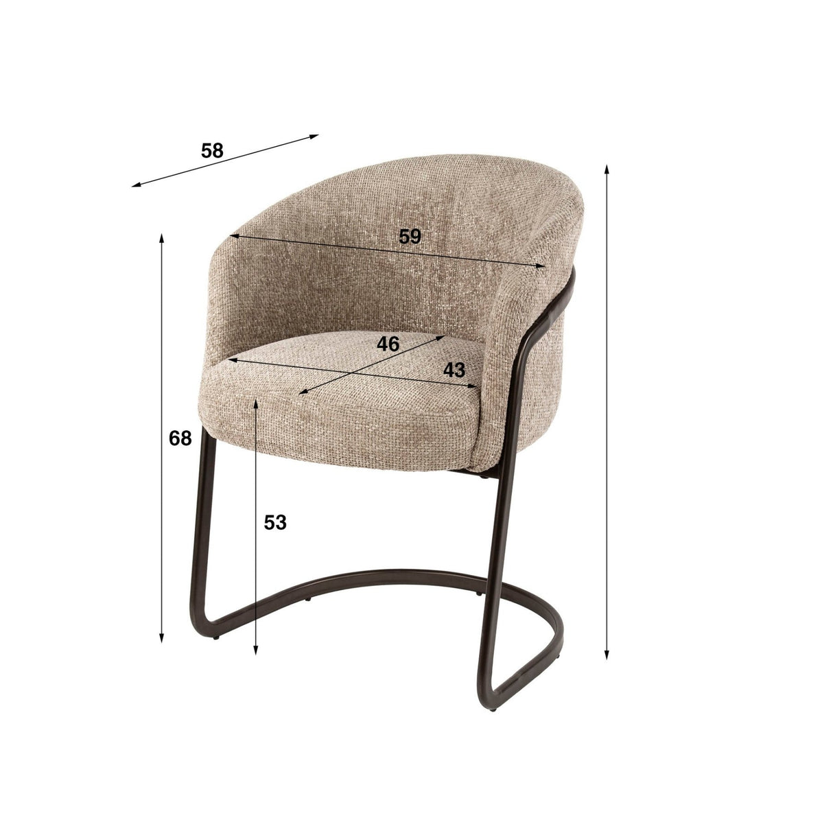 Sæt med 2 spisestuestole Zandello Hoven sand