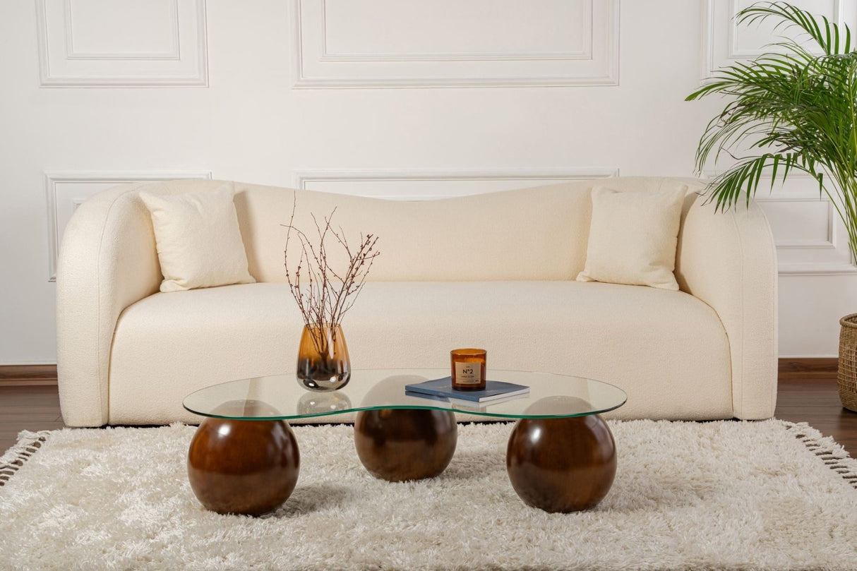 Stuebord Sphere Valnød Transparent 120x70 cm Valnød Transparent Tempereret glas