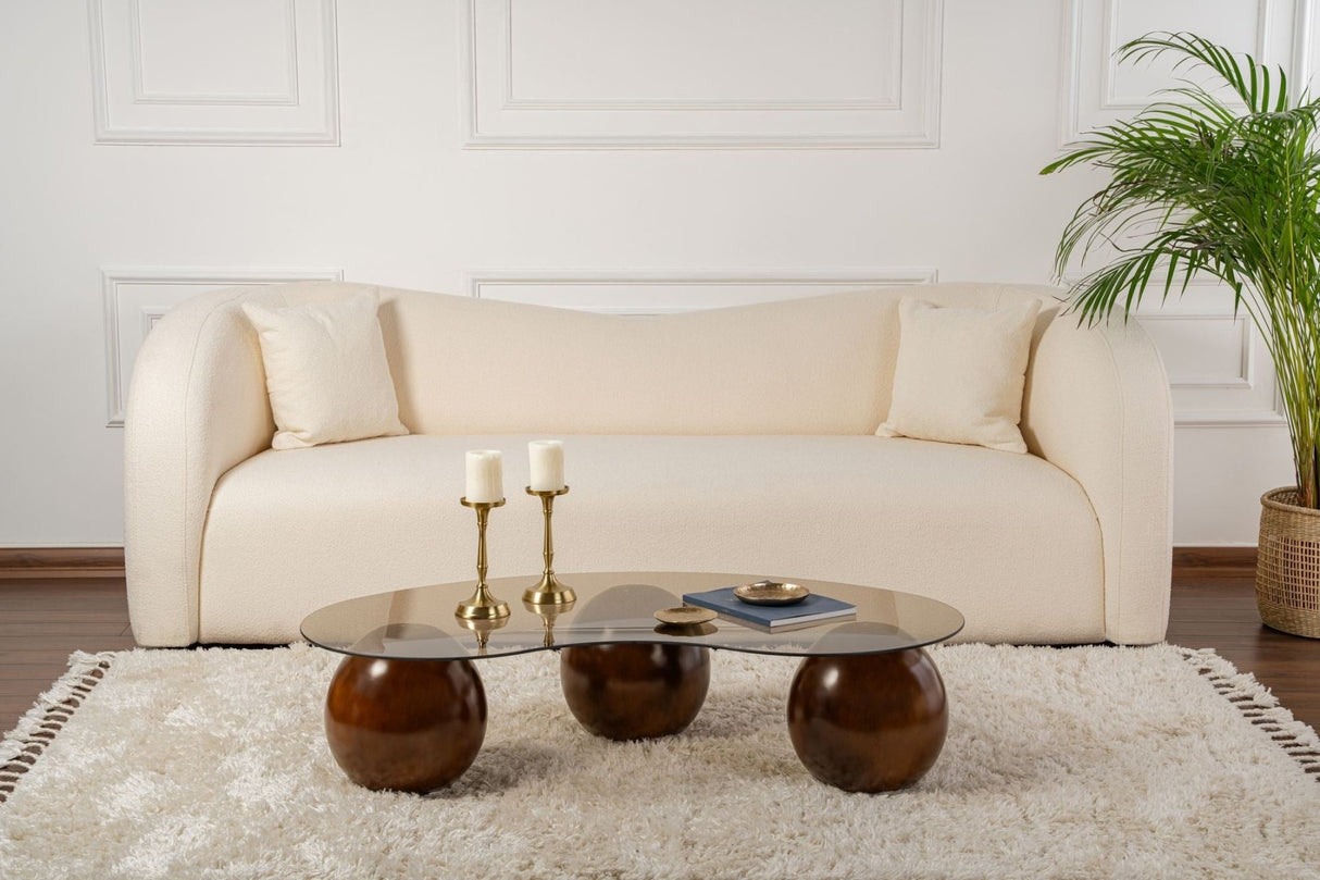 Stuebord Sphere Valnød og Bronze 120x70 cm Valnød Bronze Tempereret glas