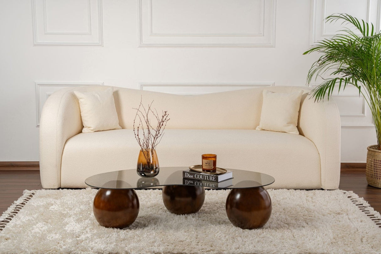 Salongbord Sphere Valnød og Grå 120x70 cm Valnød Gråt Tempereret glas