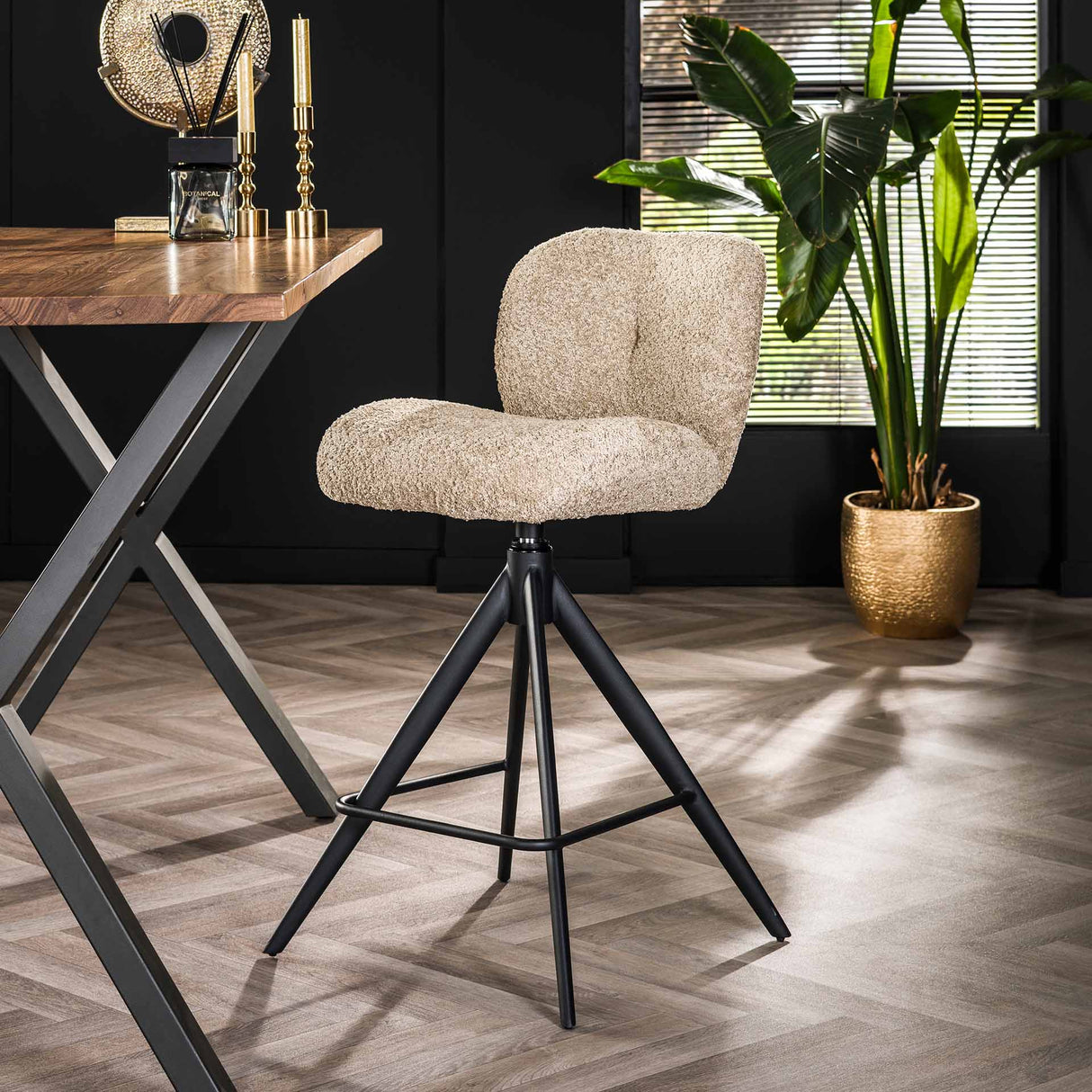 Sæt med 2 barkrakker Lirio Bouclé Sand Komfort