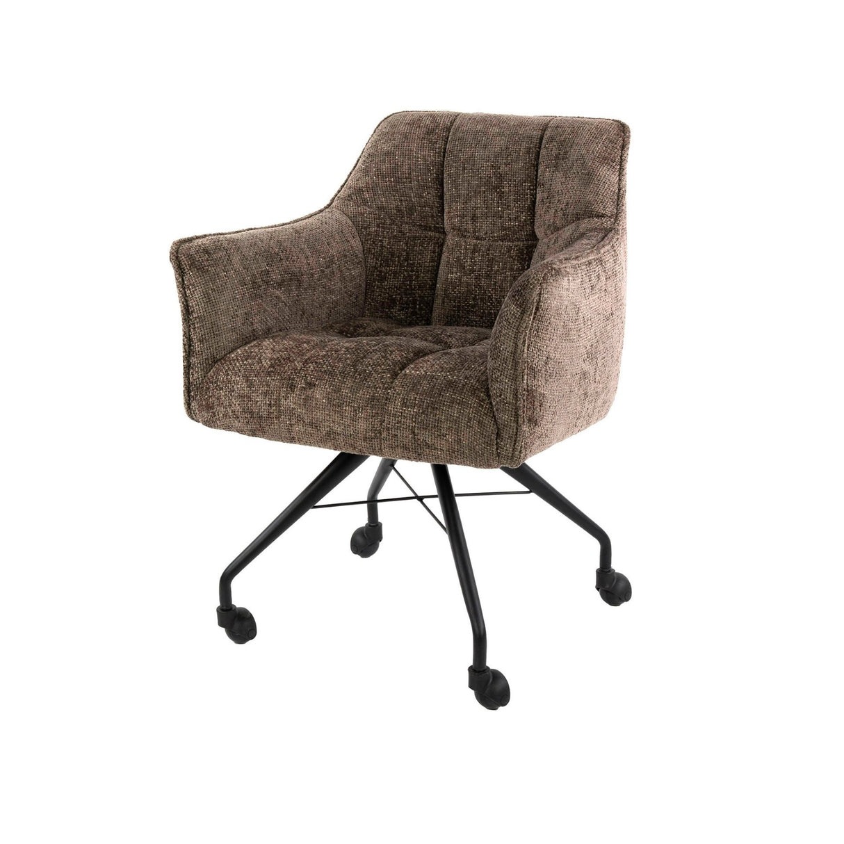 Sæt med 2 spisestuestole Richmond taupe stof med hjul